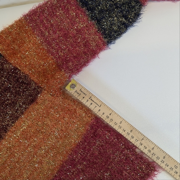 Forever 21 Contemporary Color Block Stripe Metallic Sweater Fuzzy Crop R… - Picture 6 of 9